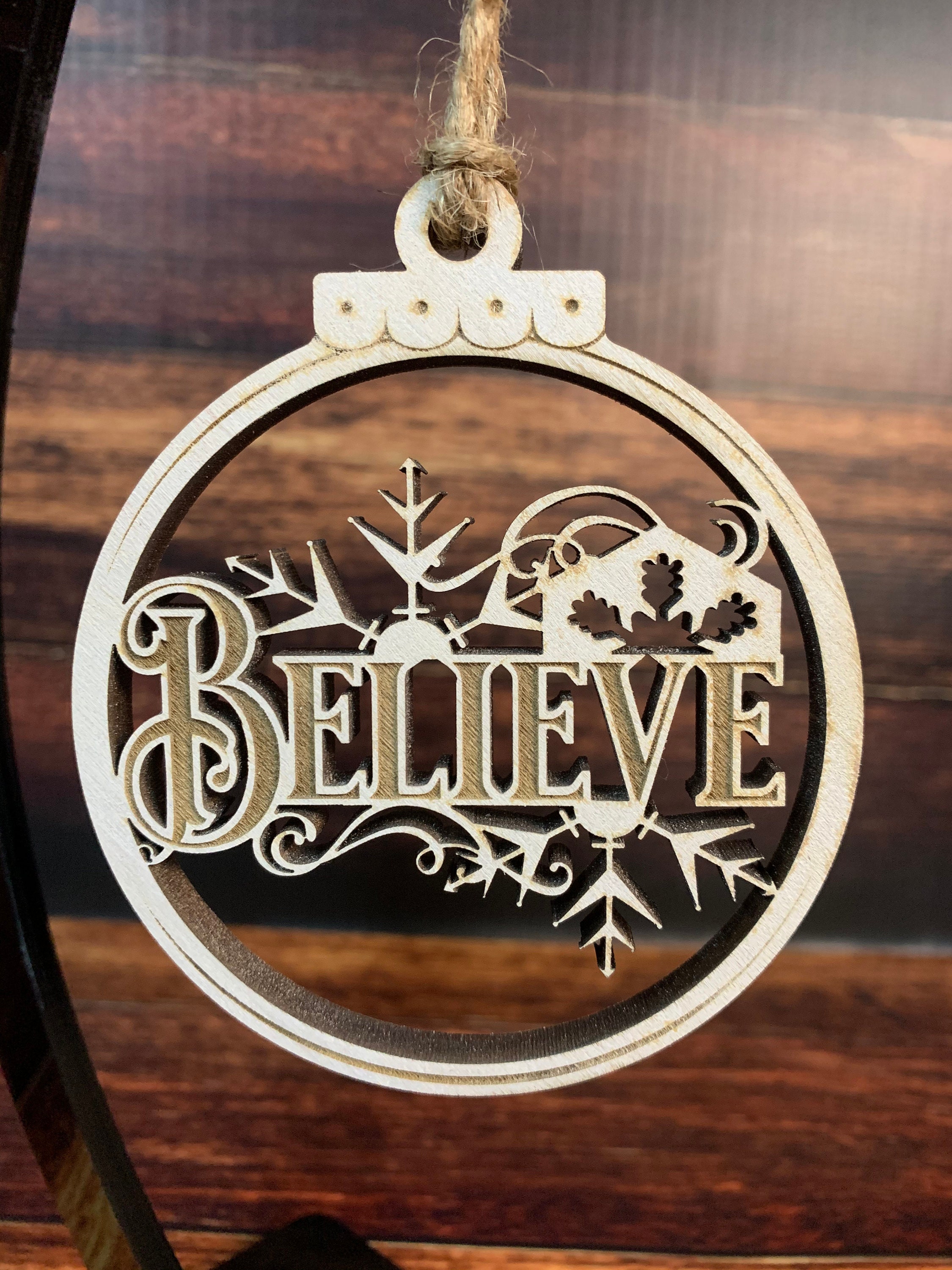 BELIEVE Wood Christmas ornament Poplar Christmas ornament Etsy