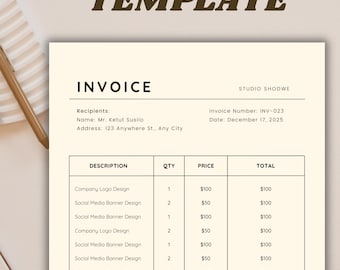 Minimalist Beige Invoice Template: Small Business (Canva Editable, A4/US Letter) (PDF)