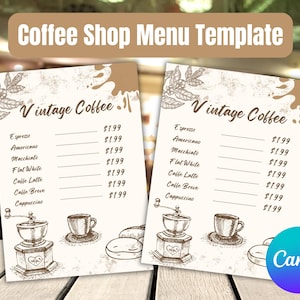 Vintage Coffee Shop Menu Template: Editable Cafe Menu (Canva)