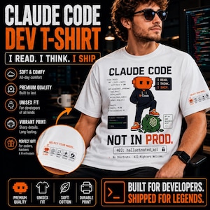 Claude Code Shirt, Not In Prod Oversized T-Shirt, Funny AI Developer Apparel, Prompt Engineer Gift, Programming Streetwear
