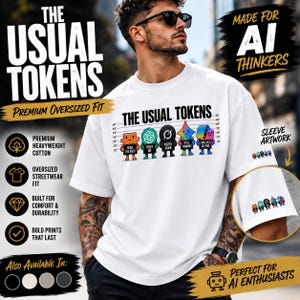 Funny AI T-Shirt, The Usual Tokens Graphic Tee, ChatGPT Claude Gemini Copilot Grok Shirt, Programmer Gift