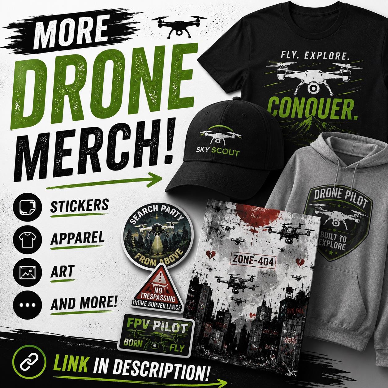Drone Warning Sticker Sheet, Funny UAV Hazard Stickers, Quadcopter ...