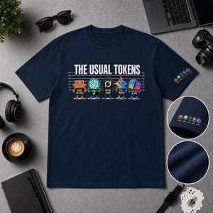 Rolig mörk AI-t-shirt, The Usual Tokens-tröja, ChatGPT Claude Gemini Copilot Grok-tröja, kodningsgåva