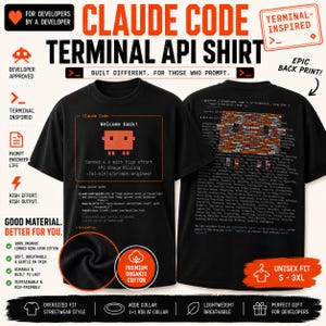 Claude Code Developer Shirt, Prompt Engineer T-Shirt, Terminal Inspired Coding Shirt, AI Developer Gift, Organic Oversized Programmer Tee