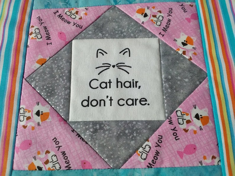 Cat Theme Mug Rug Large Mug Mat Cat Hair Don't Care I Etsy