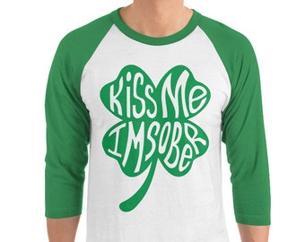 Sober St Patrick's Day 3/4 sleeve raglan shirt | Recovery Shirt