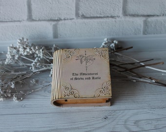 Personalized proposal ring box Wooden jewelry box Engagement ring bearer book box Wedding small ring box Getting engaged