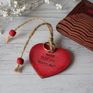 Will you Marry me Proposal box Valentine heart Jewelry box Engagement ring box Valentines day gift  Personalized box Wooden ring box Love