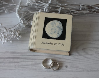 Custom moon phase wedding ring book box Special date moon Anniversary Engagement Proposal Wedding ceremony wooden personalized box Gift