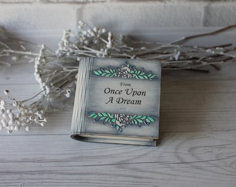 Grey wooden wedding book box for rings