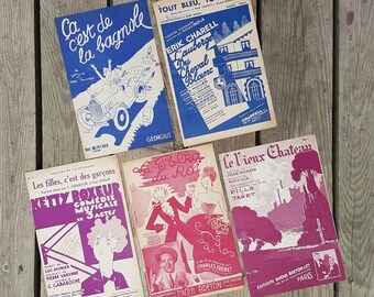 Lot 5 Sheet Music The Old Castle, The King's Polka, All blue all blue, Girls are boys, That's car, vintage