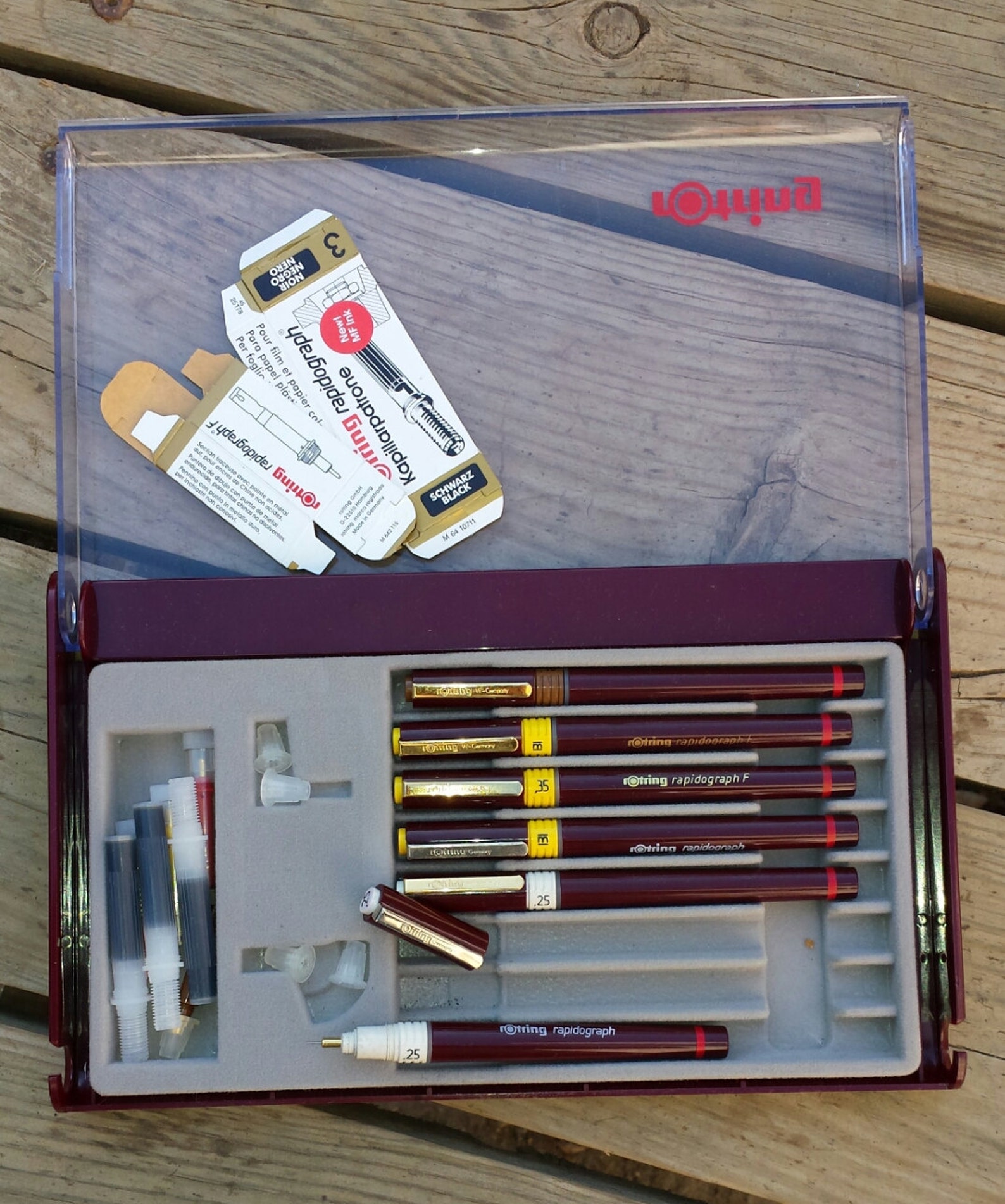 Box Rotring Rapidograph pens vintage 6 Etsy