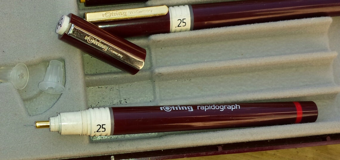 Box Rotring Rapidograph pens vintage 6 Etsy