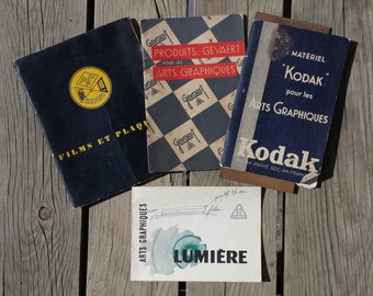 Lot 4 small Kodak Agfa Gevaert and Lumière catalogs for vintage graphic arts