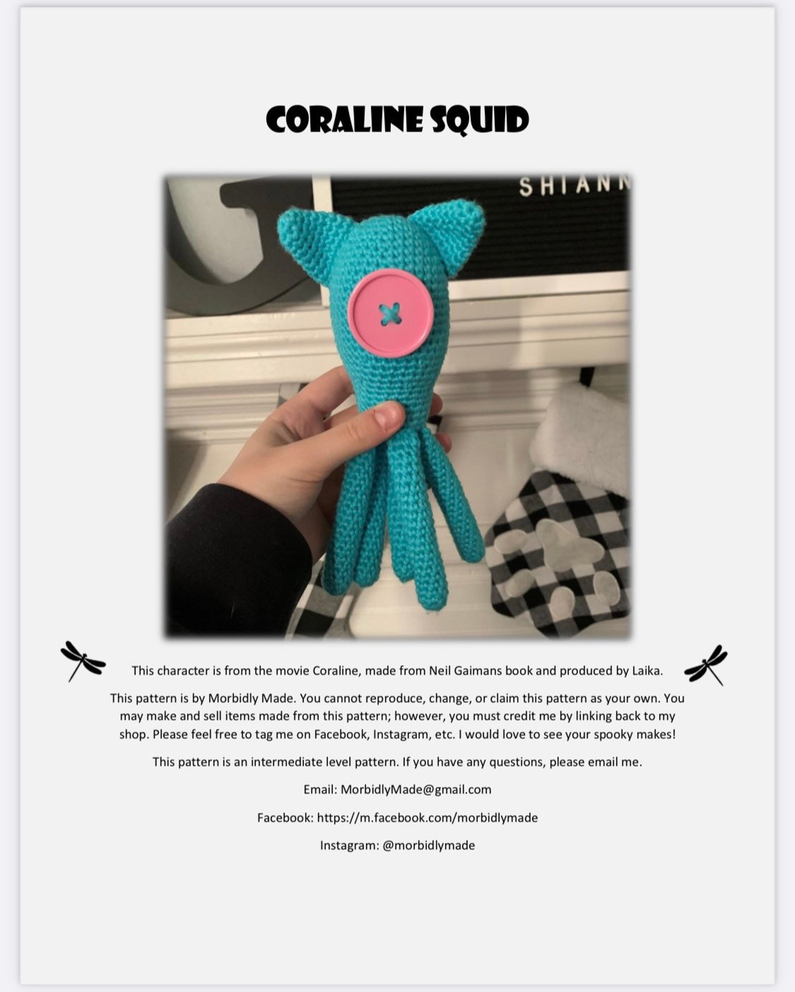 PATTERN Coraline Squid Crochet Pattern Etsy