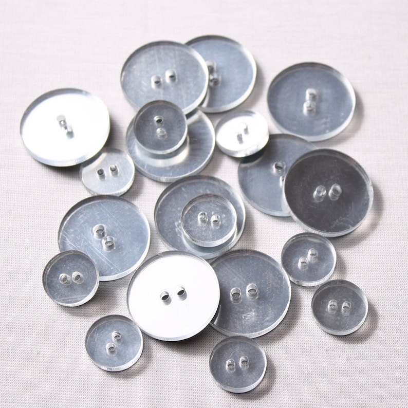 Mirror Buttons, 12mm, 15mm, 20mm, 25mm, Acrylic, 2 Holes 6567 Etsy