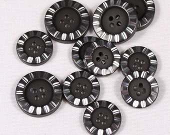 15 buttons 20mm or 25mm, metal, black and silver, 4 holes (3820)