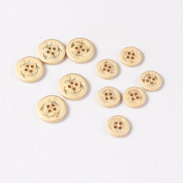 12 boutons, à 4 trous, ancre, couleur or, 14mm ou 18mm, abs (8252-ST)