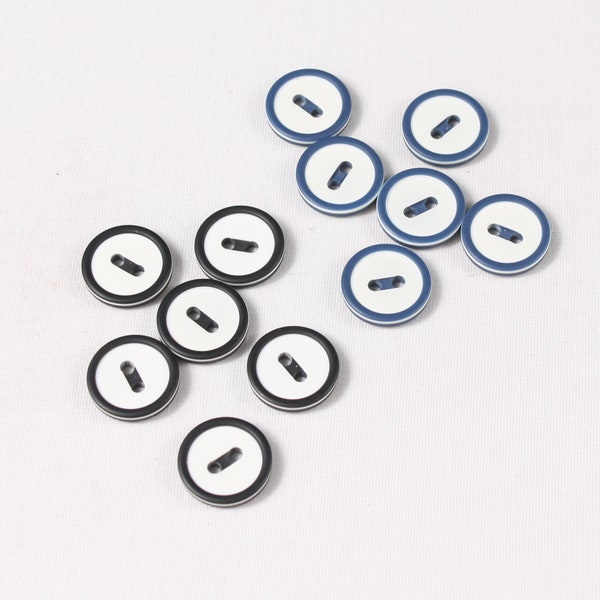 6 boutons, style marin, noir ou bleu, 23mm ou 28mm, polyester (8262-ST)