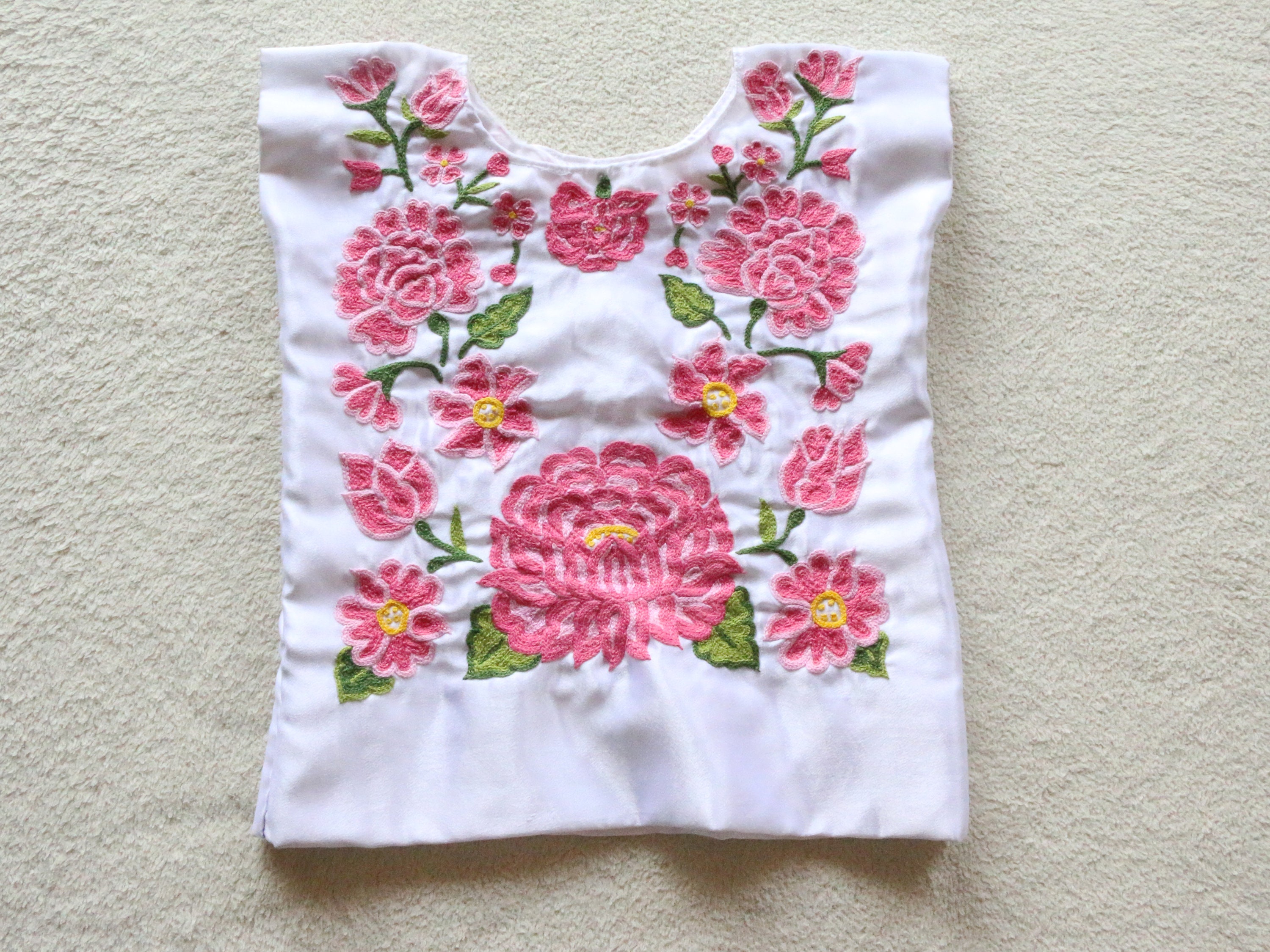 Huipil de tehuanita: blusa flores bordadas a mano de - Etsy México
