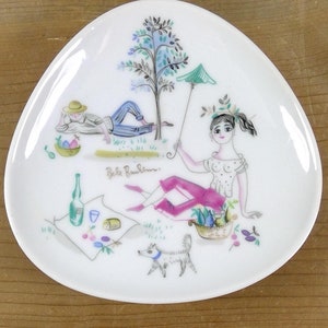 Mid Century Vintage Rosenthal Bele Bachem Oblong Shaped Porcelain Art Plate – Picnic