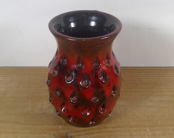 Vintage Mid Century Italian Fratalli FANCIULLACCI  Red Strawberry Vase