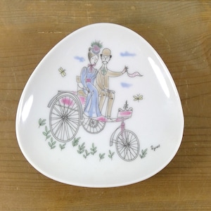 Mid Century Vintage Rosenthal Raymond Peynet Lovers Carriage Buggy Bike Trinket Dish