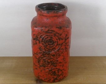 Vintage Mid Century 1960's SCHEURICH Keramik JURA Red Fat Lava West German Pottery Art Vase 262-20