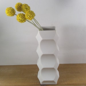 Hutschenreuther Heinrich Fuchs Germany Vintage 60s Modernist Op Art Archais bisque exterior (glazed inside) Porcelain Vase 5095/20