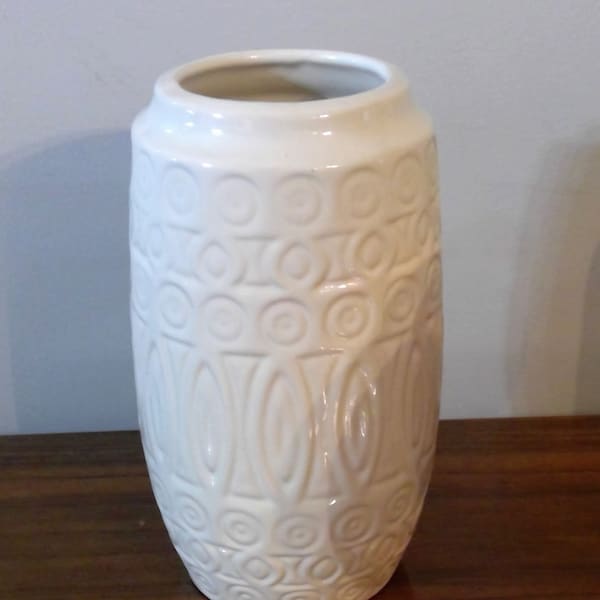 Vintage Mid Century 1960-1970's SCHEURICH Keramik White Vase West German Pottery Fat Lava Era 264-18