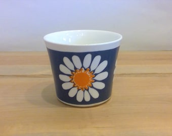 Vintage Mid Century Figgjo Flint Norway 1960's Easter Daisy Flower Jam Pot Sugar Bowl