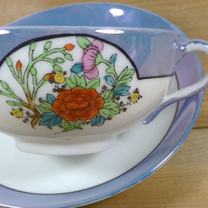 Vintage 1940&#39;s Chikaramachi Eggshell Porcelain Lustre Tea Cup & Saucer #2