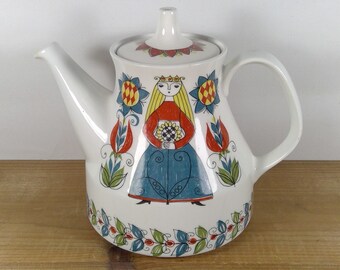 Mid Century Vintage Handpainted Scandinavian Figgjo Flint Norsk Design Norway SAGA Coffee/Teapot