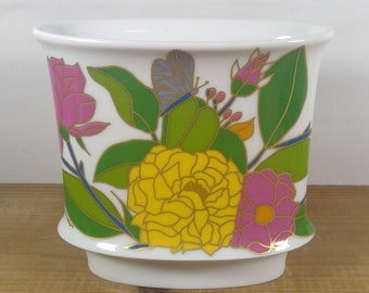 Vintage Mid Century Rosenthal Wolf Bauer Germany Studio Linie Porcelain China Hand Painted Colorful Roses Flowers Pattern Vase