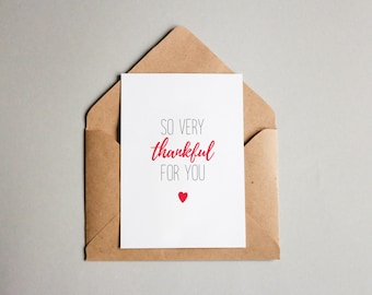 Thankful for You Card, One Sided Card, Love Card, Holiday Card, Printable Card, Print Your Own, A6, Thanks