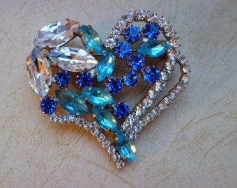 Coeur en verre, strass, rare, noble, pierres de verre, art du verre, coeur en verre, cadeau, cadeau, strass, broche coeur