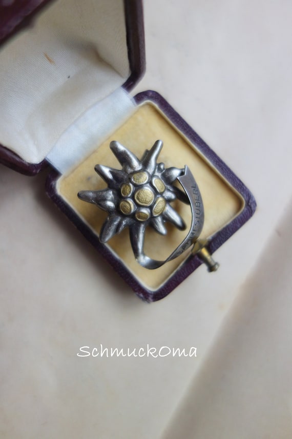 Edelweiss, brooch, vintage, traditional costume je
