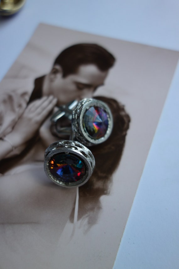 Cufflinks, rainbow, retro, vintage, men's day, gi… - image 4