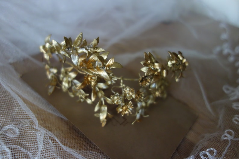 Antique bridal jewellery-TIARA-DIADEM gold crown-1 bouquets and 1 myrtle crowns-without decoration subset not for sale