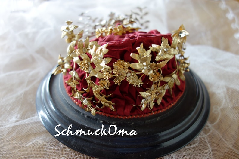 Antique bridal jewellery-TIARA-DIADEM gold crown-1 bouquets and 1 myrtle crowns-without decoration subset not for sale