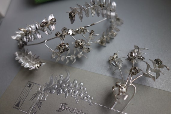 Tiara diadem silver plated with patina myrtle crow