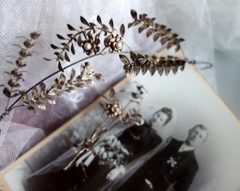 Bijoux de mariage vintage - diadème, couronne nuptiale, diadème, bijoux de mariage, cuivre, bijoux de mariée - bouquet de myrte, épingle -K 1942