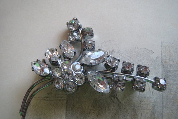 Rhinestone brooch, vintage brooch - old jewel, br… - image 3