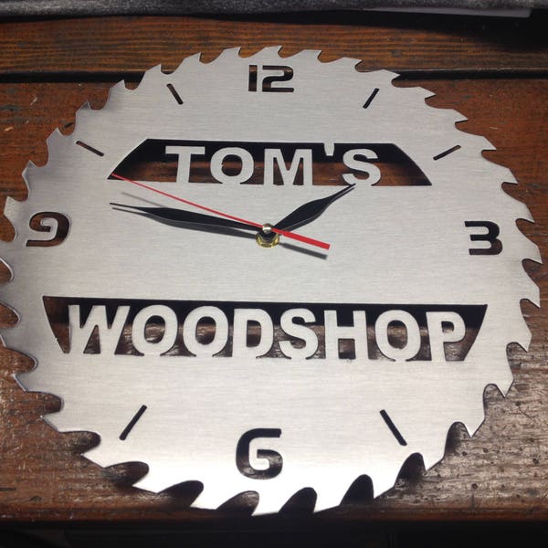 10" Circular Saw Blade Clock w/YOUR TEXT Real Metal Art Handmade in the USA (Father’s Day Gift)