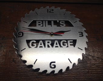 12" Circular Saw Blade CLOCK w/YOUR Text Real Metal Art - Handmade in the USA