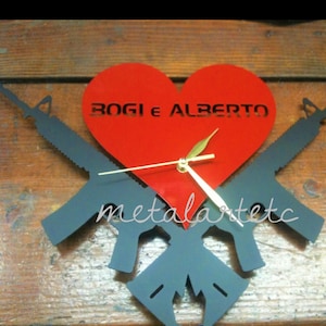 12"x18" w/YOUR Text Gun Love CLOCK Personalized Real Steel! Metal Art AR15 M4 - Handmade in the USA