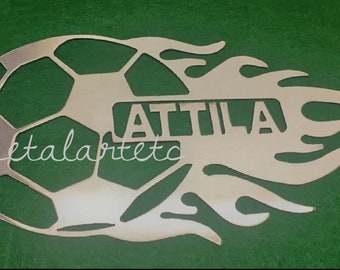 Personlig metallfotbollsskylt: Handgjord man cave-dekoration