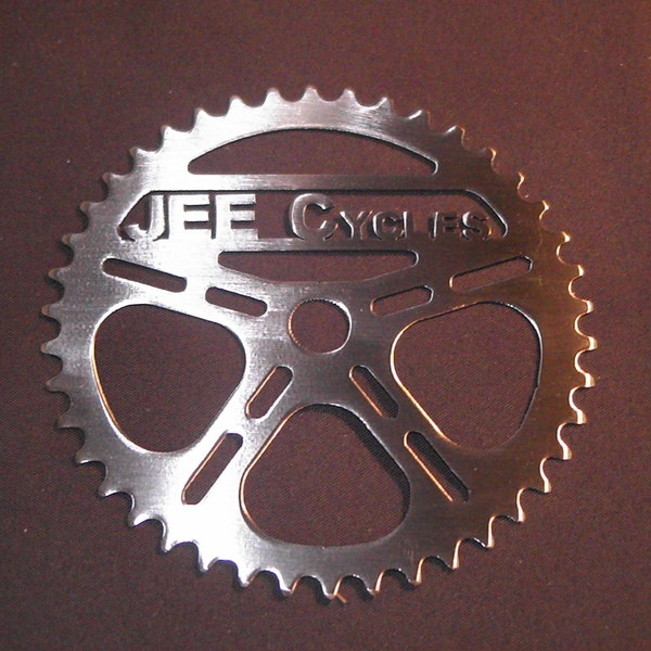 8" Bike Sprocket w/YOUR TEXT in Real Steel! Personalized Metal Art Man Cave Decor! Handmade in the USA