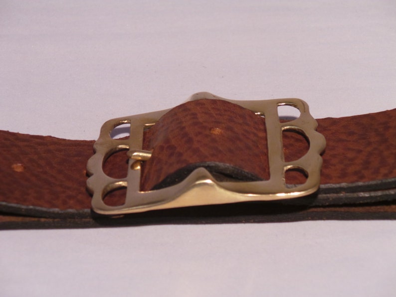 Brass Pirate Buckle on Full Grain Leather Belt Strap Quality Etsy