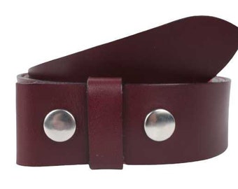 Cintura in pelle bordeaux larga 2 pollici (50 mm) realizzata su misura